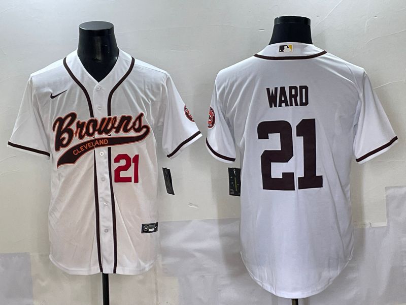 Men 2025 Cleveland Browns #21 Ward White Joint Name Nike Limited NFL Jersey style 4->cleveland browns->NFL Jersey